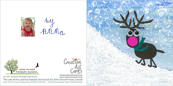 Reindeer - Art - Photo Back - Christmas Cards - Creation Art Cards 