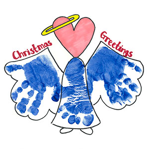 Christmas Handprint Angel - Art - Christmas Cards - Creation Art Cards