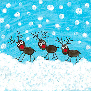  Reindeers - Thumb & Fingerprint - Art - Christmas Cards - Creation Art Cards