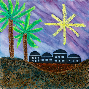 Bethlehem - wax resist and collage - Art - Christmas Cards - Creation Art Cards