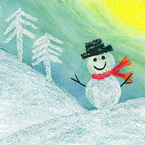 Snowman in Black Hat & Red Scarf - Creation Art Cards