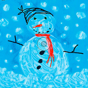 Snowman in Black Hat & Red Scarf - Creation Art Cards