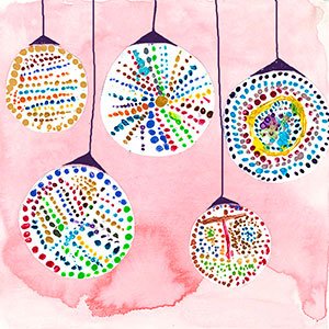 Christmas Baubles - Collage & Paint - School Christmas Card Project - Creation Art Cards