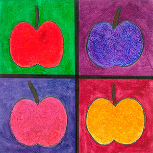 Apples - Wax Resist & Paint - School Christmas Card Project - Creation Art Cards