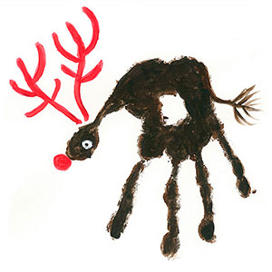 Reindeer - Handprint Painting - School Christmas Card Project - Creation Art Cards