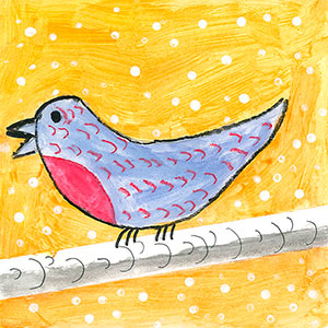 Tropical Bird on A Branch - School Christmas Card Project - Creation Art Cards 