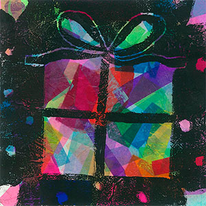 Christmas Present - Collage & Paint - School Christmas Card Project - Creation Art Cards