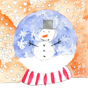 Christmas Snowman Snow Globe - School Christmas Card Project - Creation Art Cards