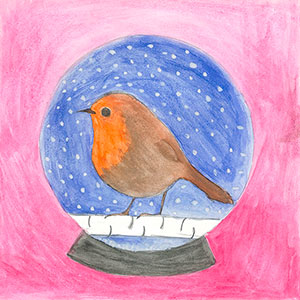 Christmas Robin Snow Globe - School Christmas Card Project - Creation Art Cards