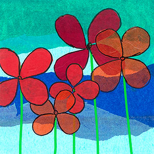 Flowers - Tissue Collage - School Art Card Project - Creation Art Cards