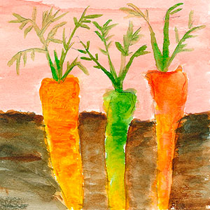 Carrots - Watercolours  - School Recipe Book Project - Creation Art Cards