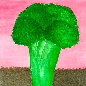 Broccoli - Watercolours  - School Recipe Book Project - Creation Art Cards
