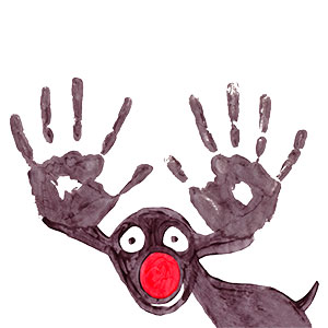 Reindeer Hand Print in Paint - School Christmas Card Project