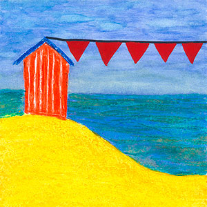 Beach Hut - School Art Card Project