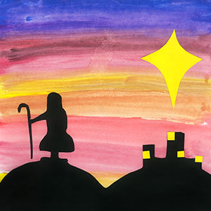 Shepard with Crook Silhouette - Fundraising School Christmas Cards